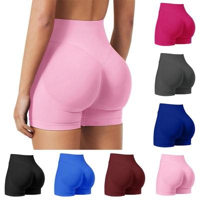 Women's Fashion Color Hip Lifting Yoga Shorts Quick Drying Breathable Sports Fitness Tight High Waist Three Part Yoga Shorts