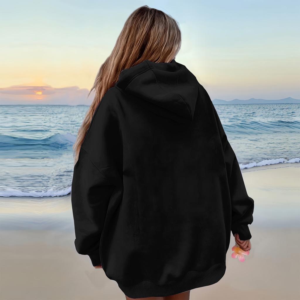 Fasjonabel, uformelt langermet hettegenser med rund hals, ensfarget hettegenser med gjenget tråd