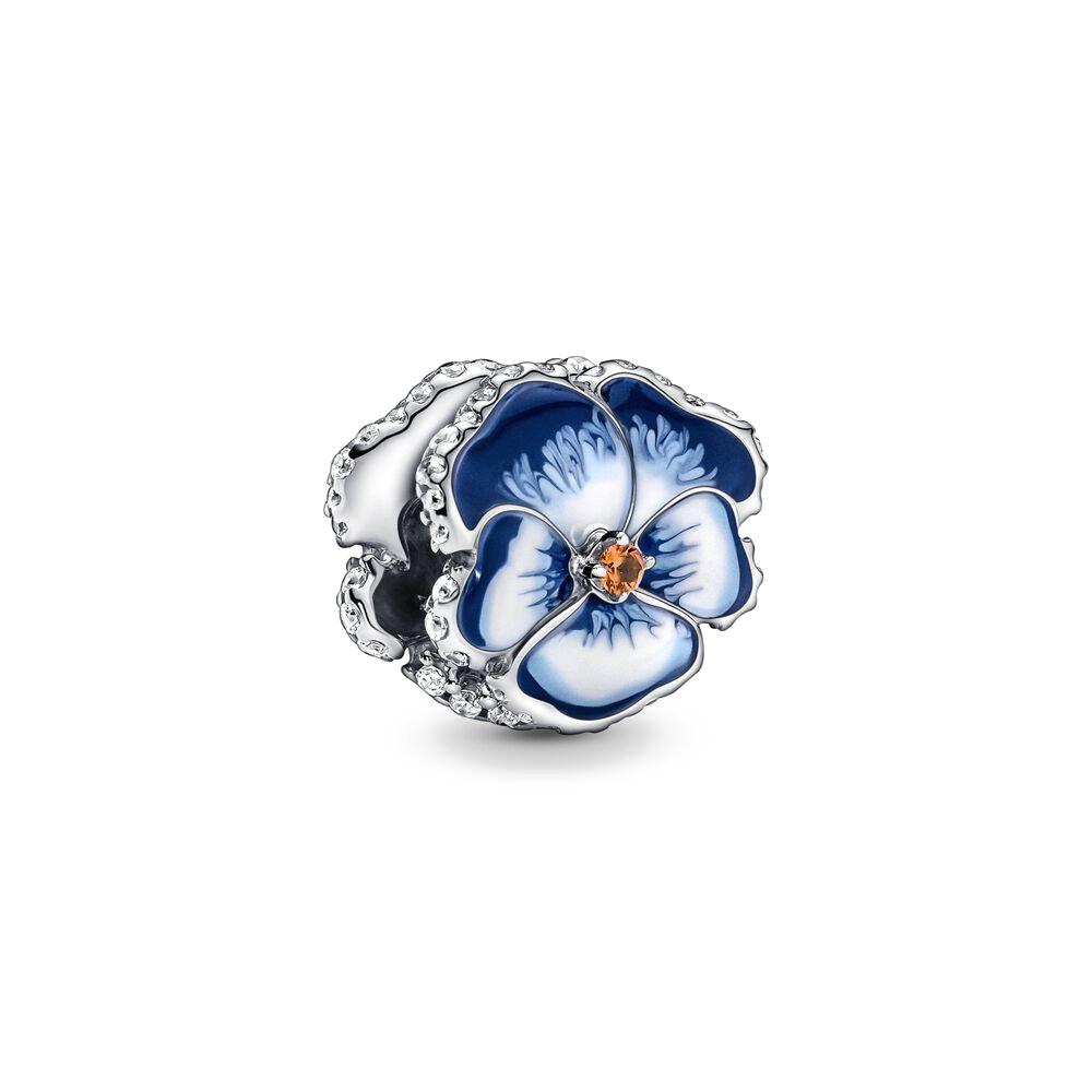 Classic 925 Silver Pink Blue Flower Pendant Bead Decoration Suitable For Necklace Bracelet DIY Women's Jewelry