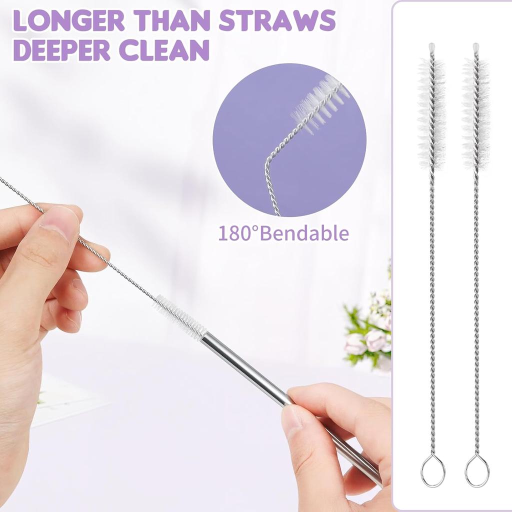 10 Pack Short Metal Straws, Reble Straight Straws, 5 Straight 5 Bent, 304 Stainless Steel Straw, 5 Inch Cocktails Drinking Straws with 2 Cleaning