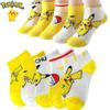 5Pcs Pikachu Cartoon Boat Socks Children Anime Figure Baby Autumn Winter Cotton Stockings Kawaii Boys Cotton Socks Gifts