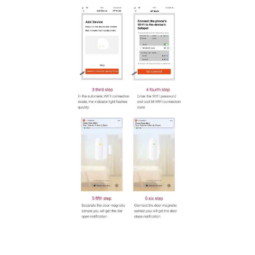 Tuya Smart WiFi Door Sensor Smart Home Open Close Detector Smartlife App Control Notification Compatible with Alexa Google Home