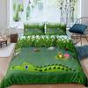 Frog Duvet Cover Set Cute Kawaii Cartoon Frog Pattern King Queen Size Polyester Comforter Cover With Pillowcase For Kids Girls