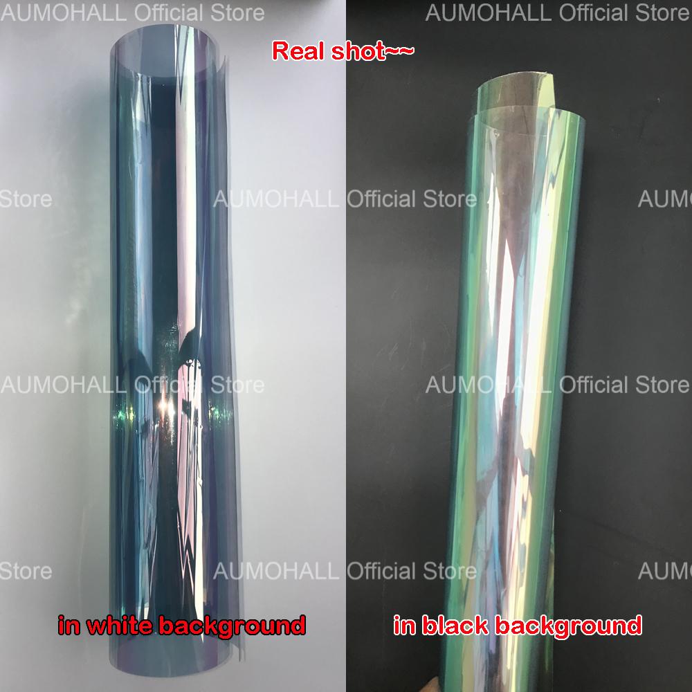 50x300cm VLT 76% Green Chameleon Car Side Window Tint, Clear Color Change Solar Foil Car Window Tinting Film UV Block 99%