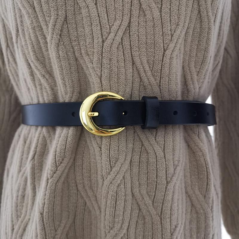 Classic Genuine Leather Womens Belt With Alloy Pin Buckle For Denim Pants