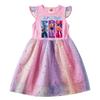 Kids Girls Anime Cartoon K-Pop Rumi Zoey Mira Print Ruffle Short Sleeve Sequins Casual Rainbow Dress