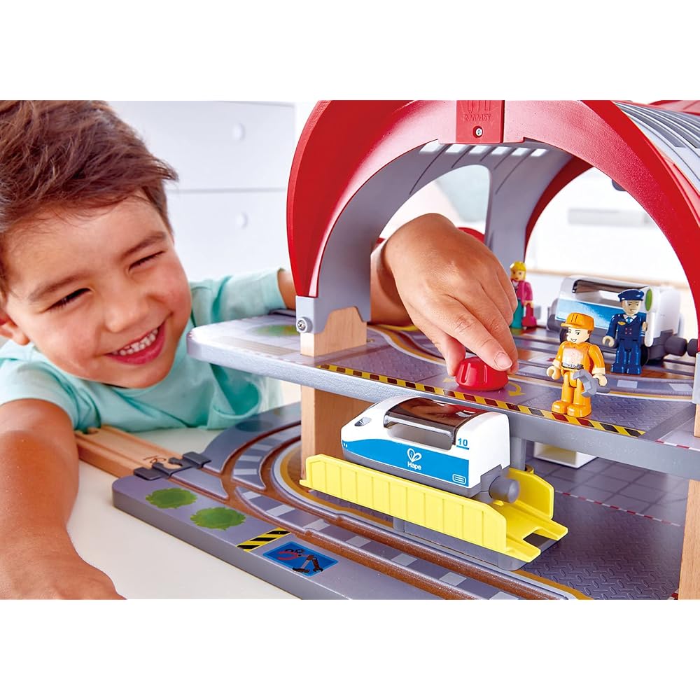 Hape Large Terminal Station Rail Set 54x135x26cm Wooden Educational Toy for Ages 3 and Up