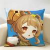 Yaoyao Genshin Impact Cushion Cover Natural Linen Organic Fabric DoubleSided Printing Room Sofa Decor Pillow Case