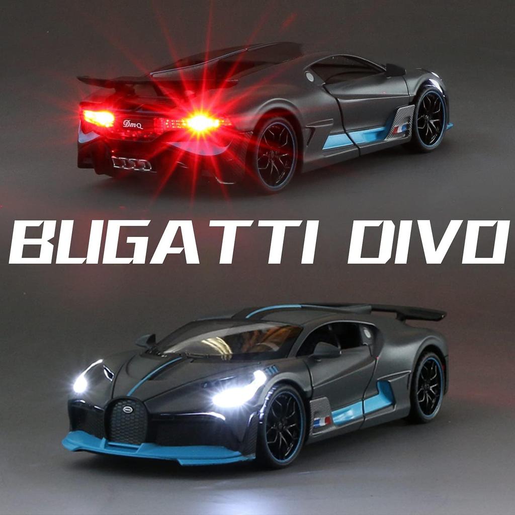 1:32 Bugatti Divo zinc Alloy Pull Back Car Diecast Electronic Toys with Lights and Music,Decorative,Mini Vehicles Toys for Kids,Boyfriend,Young