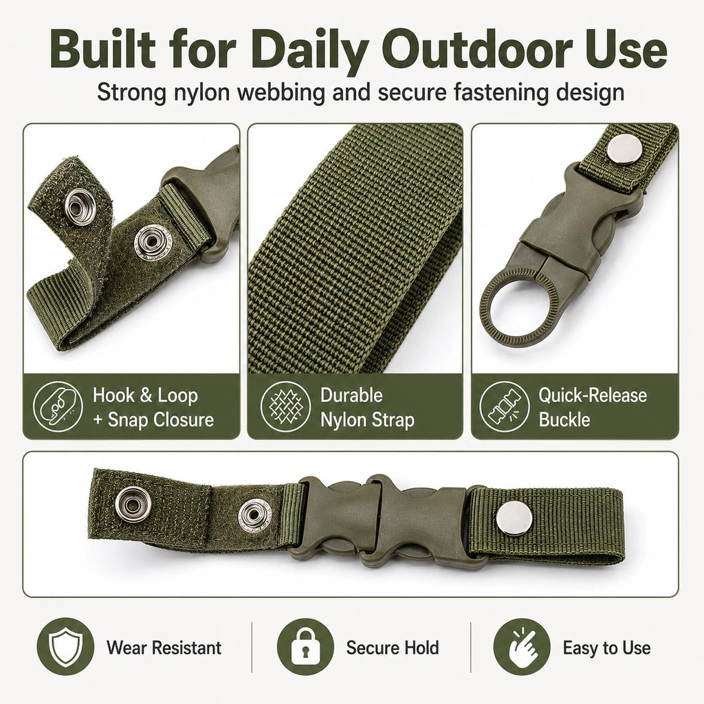 Nylon Webbing Water Bottle Holder Clip Carabiner Hook Backpack Belt Hanger for Camping Hiking Outdoor