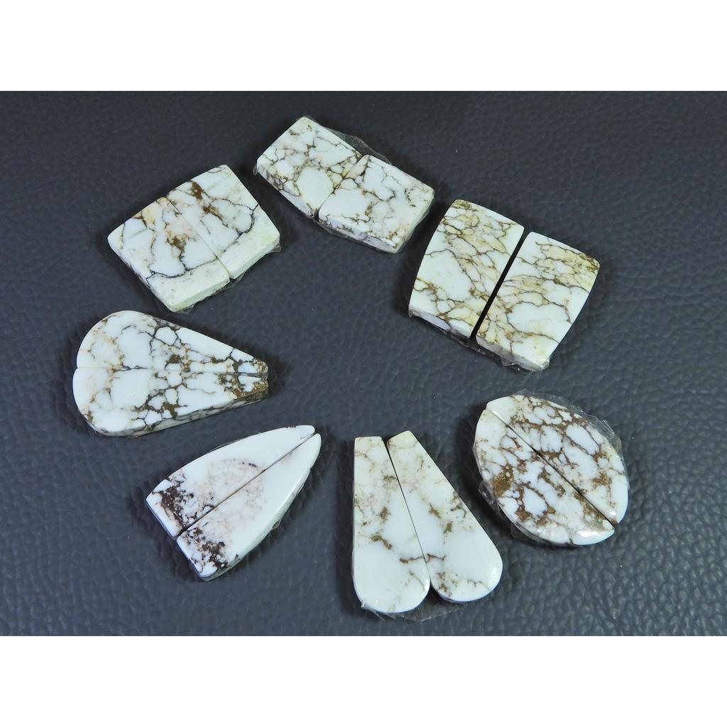 210Cts. Natural Wild horse Jasper Mix Cabochon Loose Gemstone 7Pair Lot C-1469