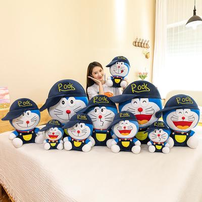 Kreativní kočičí panenka s rolničkou robotická kočka oblečená s kloboukem plyšová hračka Doraemon velká roztomilý dětský dárek