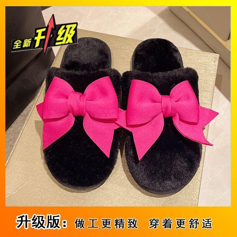 2025ins white exterior wear fashionable and cute home indoor non-slip cotton shoes thick-soled fluffy slippers
