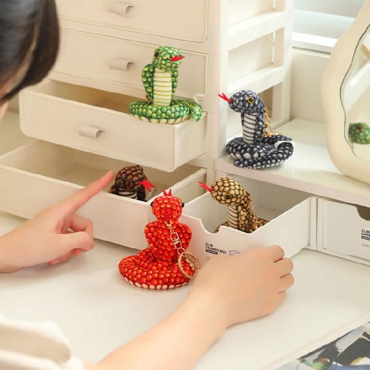 Handmade Lovely Snake Plush Keychain Charm Pendant Craft with Sturdy PP Cotton for Soft and Comfortable Feel Use