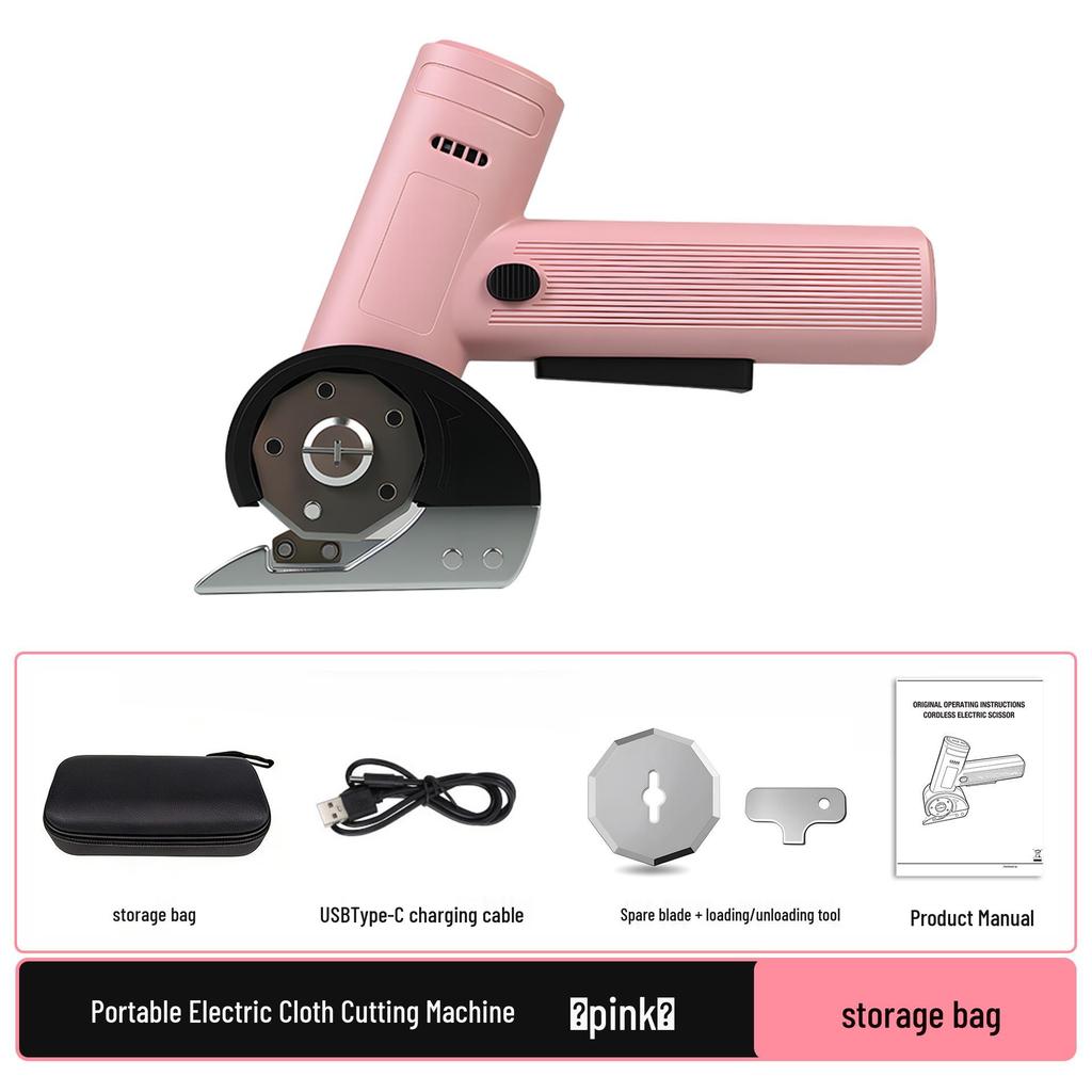 Rechargeable Portable Electric Fabric Cutter with Round Blade
