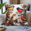1pc 1pcs Double-Sided Short Plush Throw Pillow Cover with Watercolor Birds Print - Soft Zipper Closure Case Suitable for Sofa, Bed,, Contemporary Home