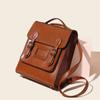 Leather Women's Bag Oil Wax Cowhide Backpack Women's Retro Versatile British College Wind Large Capacity Backpack