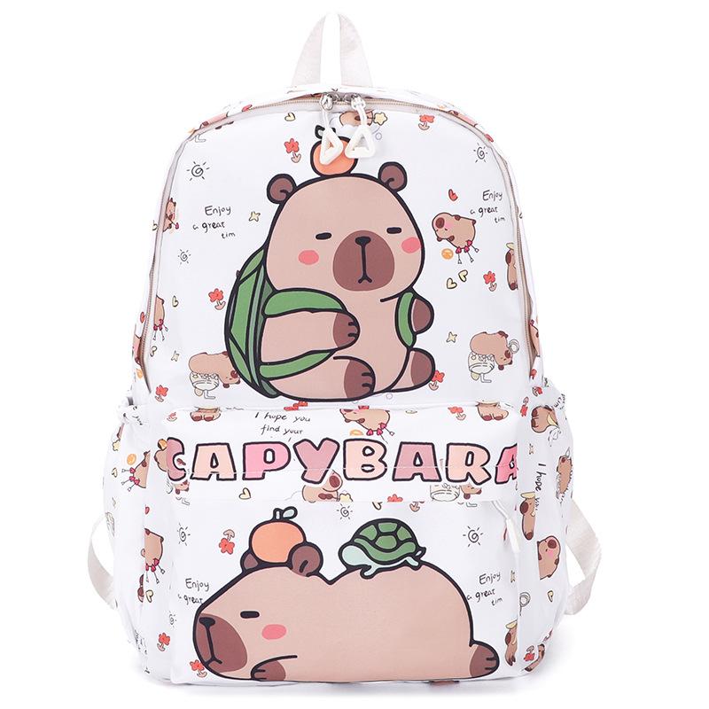 

School bag Kapibara cute casual women s school bag trendy versatile back college style school bag білий