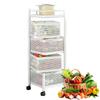 Rotating Kitchen Vegetable Basket Multi-Layer Rotating Rack Kitchen Storage Basket Large Capacity Rolling Cart Basket For Fruits