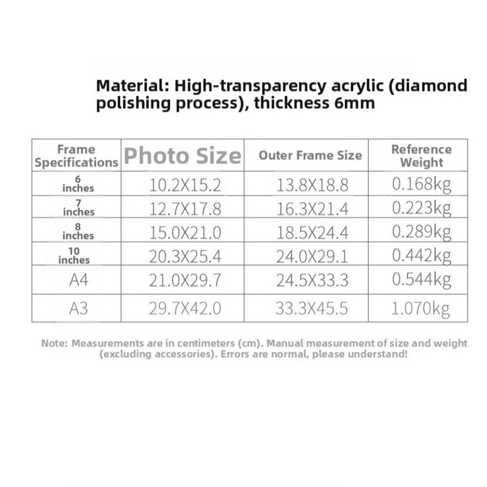 Transparent Acrylic Photo Frame Modern Poster Display Stand New Picture Frame Home Decor