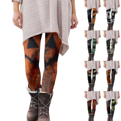 Women's Casual Fashion Outdoor Halloween Printed Slim Elastic Yoga Pants Cropped Pants