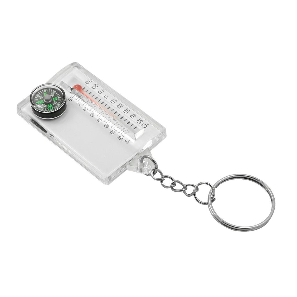 Portable Small Keychain Thermometer Compass Outdoor Mountaineering Buckle Compass Pointer for Wilderness Exploration