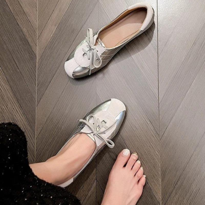 Fashion 2024 Autumn New Fashion Women's Comfortable Bow Lace Casual Non-Slip Solid Color Flat Shoes