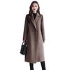 Women Jacket Turn-down Collar Pockets Solid Color Double-breasted Loose Fit Overcoat Thermal Long Sleeved Commuting Dating