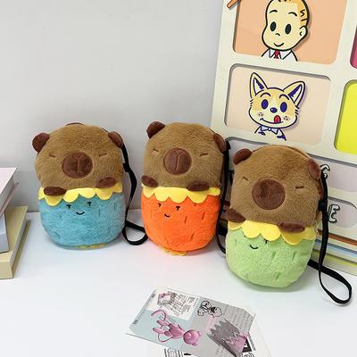 Plush Capybara Shoulder Bag Girl Cute Versatile Fur Bag Girl Cartoon Student Small Satchel