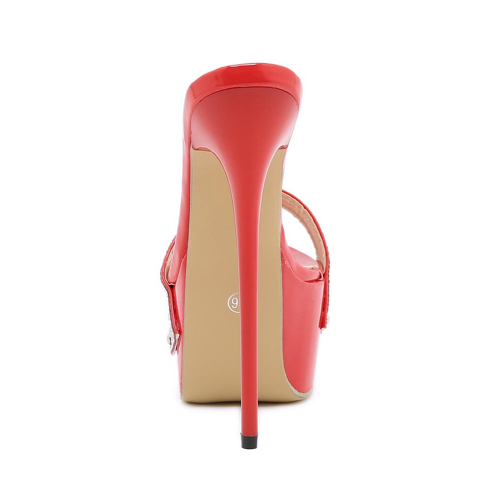 Eilyken Neues Design Plateau Kristall Diamant Damen Hausschuhe Sexy Sommer Super Hoher Absatz Hochzeits Nachtclub Badeschuh Größe 42