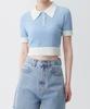 MUSINSA STANDARD WOMAN Women'S Boucle Knitted Polo Shirt [Sky Blue]