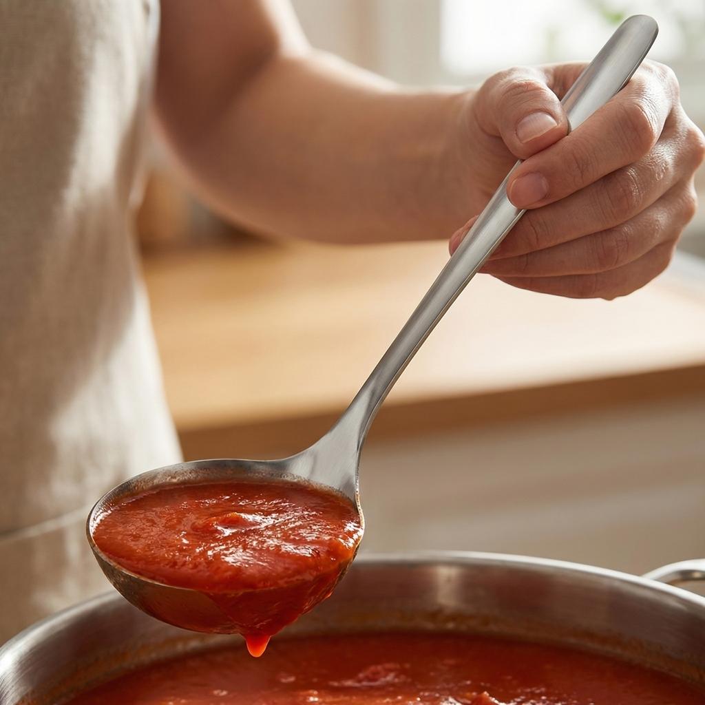 Stainless Steel Soup Ladle Large Capacity Serving Spoon One Piece Construction Ergonomic Handle for Kitchen Cooking Serving