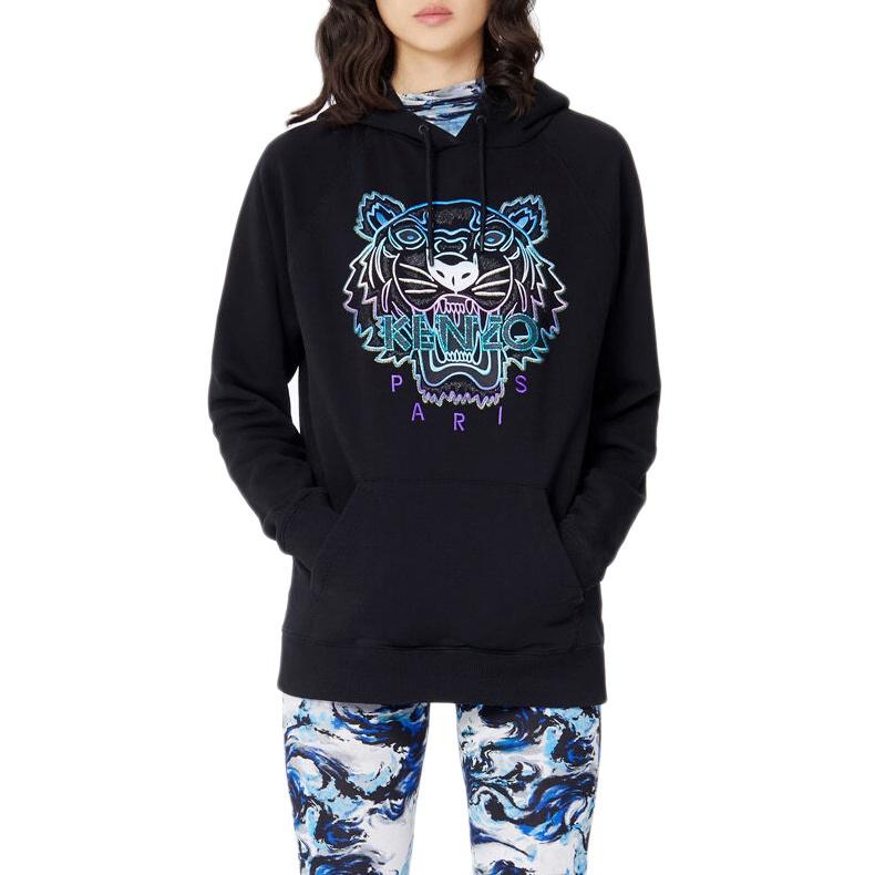 (WMNS) KENZO Tiger Head Hooded Pullover Long Sleeves Hoodie Black Women's F962SW7704X7-99