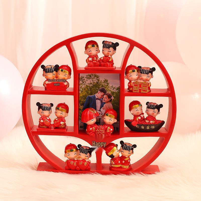 

Newlywed Desktop Ornament Set with Photo Frame - Creative Resin Wedding Room Decoration 30*5*30cm