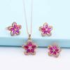 Purple Gold Color Gold Inlaid Redstone Flower Earrings Fashion Temperament Rose Gold Plated Earrings