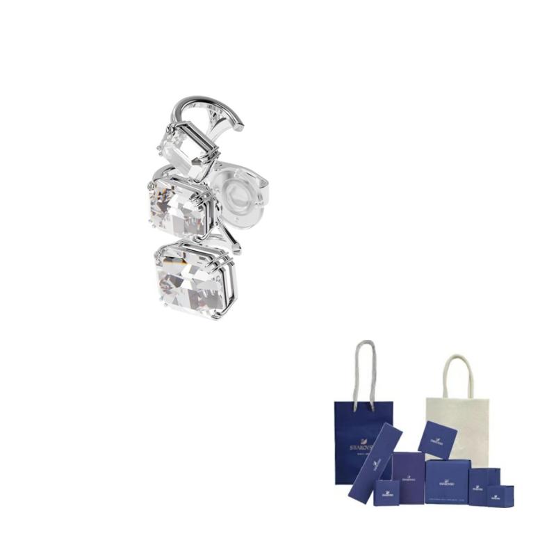 Swarovski Pendientes de Clip Imitación Cristal Gradiente Millenia Chapado en Rodio Pendientes Unisex Blanco 5602783