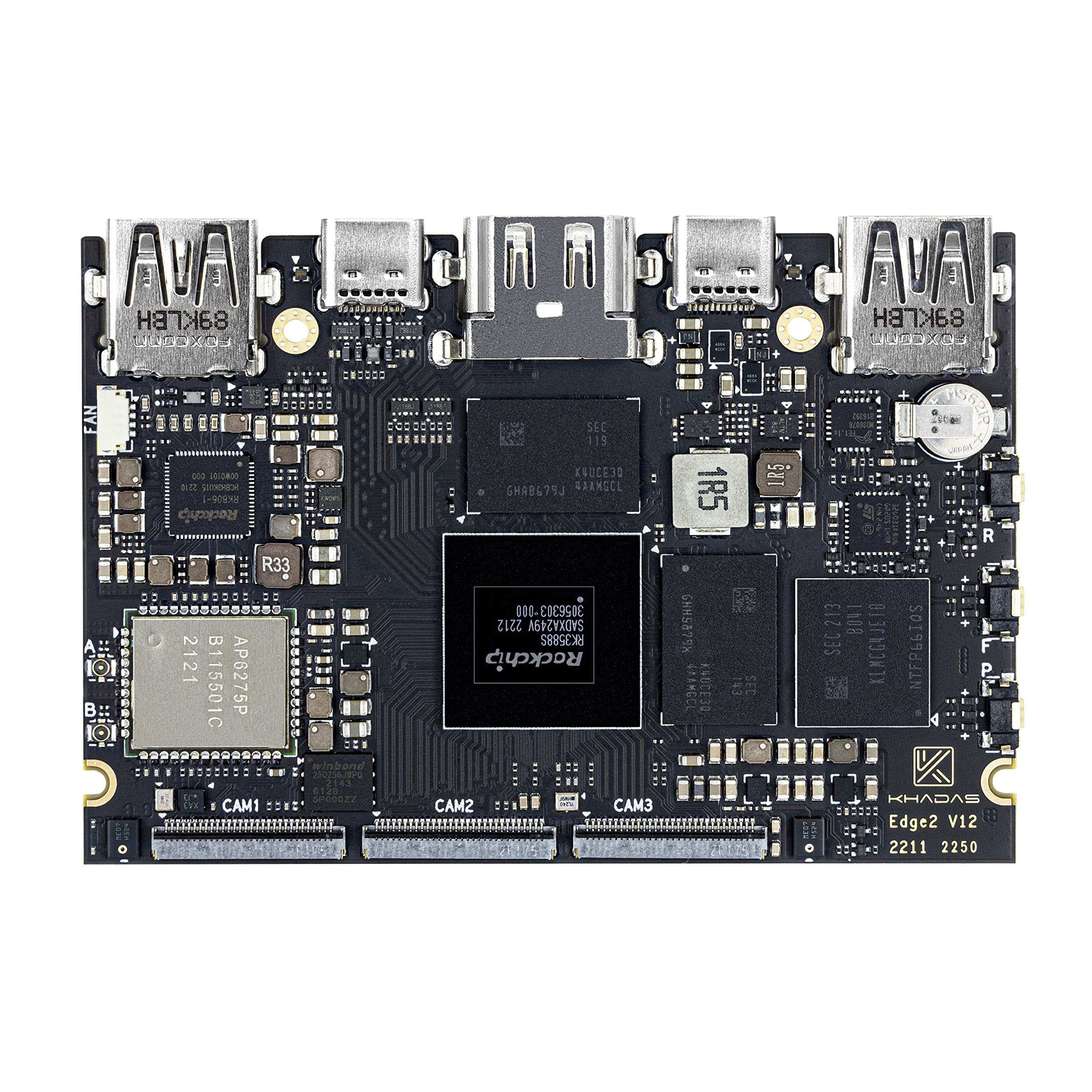 

Khadas Edge2 RK3588S Mini ARM PC, Single Board Computer 8 Core 64-bit CPU, ARM Mali-G610 MP4 GPU, 6 TOPS AI NPU, Wi-Fi 6, Bluetooth 5.0, 8K HD