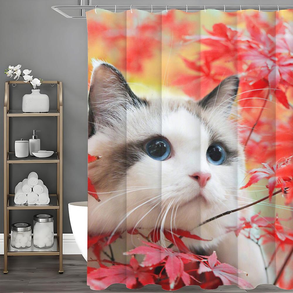 

Custom photo shower curtain with hooks Personalized picture waterproof shower curtain, create your own fun design bathroom decor 90x180CM
