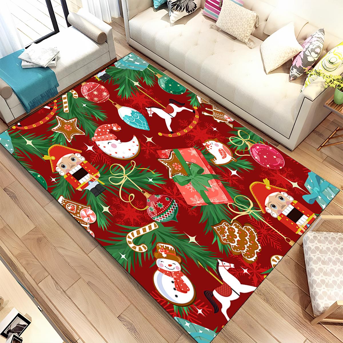 

Cute Santa Claus Cartoon Merry Christmas Tree Festival Gift Carpet Rug for Living Room Bedroom Home Sofa Decoration,Non-slip 40x60cm( 15x23in )