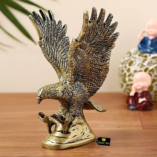Brass Flying Eagle Statue Hawk Sculpture Decorative Handmade Garuda Statue for Home Decor Office Handcrafted Showpiece Gift Item