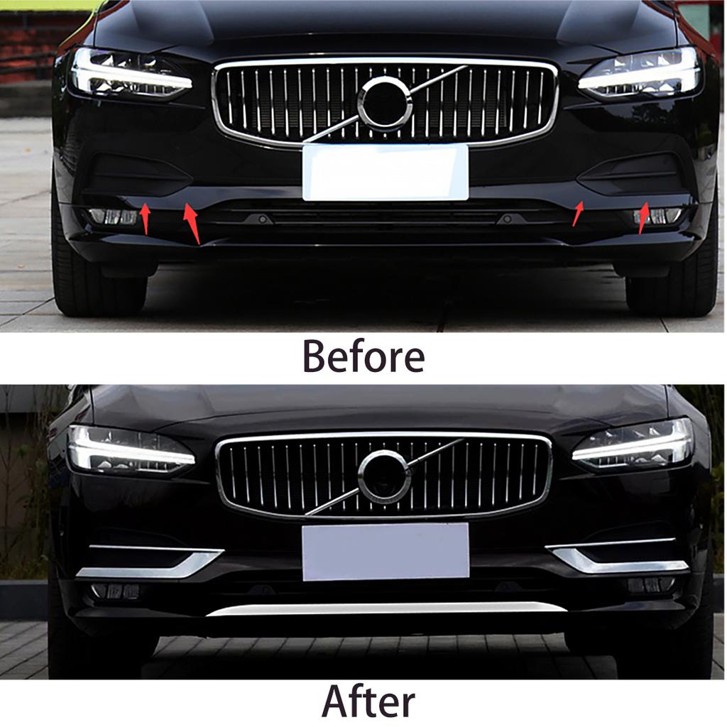 2pcs Chrome Front Fog Light Lamp Lower Bumper Cover Trim Frame Fit for Volvo S90