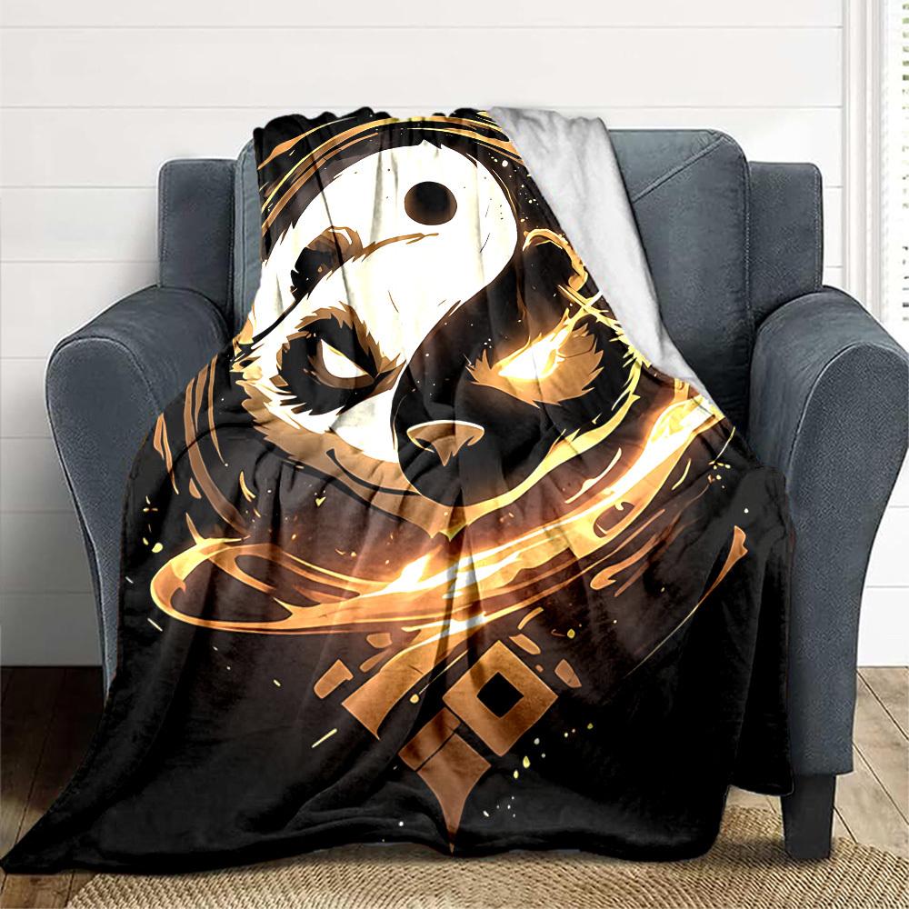 1pc Panda YinYang Blanket, Lightweight Flannel Blanket for Sofa, Bed, Travel, Camping, Living Room, Office,144