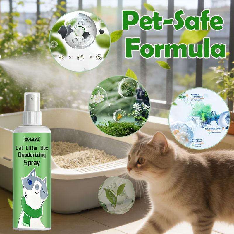 Cat Litter Deodorizing Spray - Multi-Purpose Deodorizer for Cats and Litter Boxes, Powerfully Removes Urine, Feces, and Training Pad Odors, Suitable