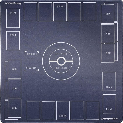 Full-size card game play mat, rolled, crease-free, 3mm thick rubber, for two players, includes starter set, non-slip storage bag, 60x60cm (gray-blue)