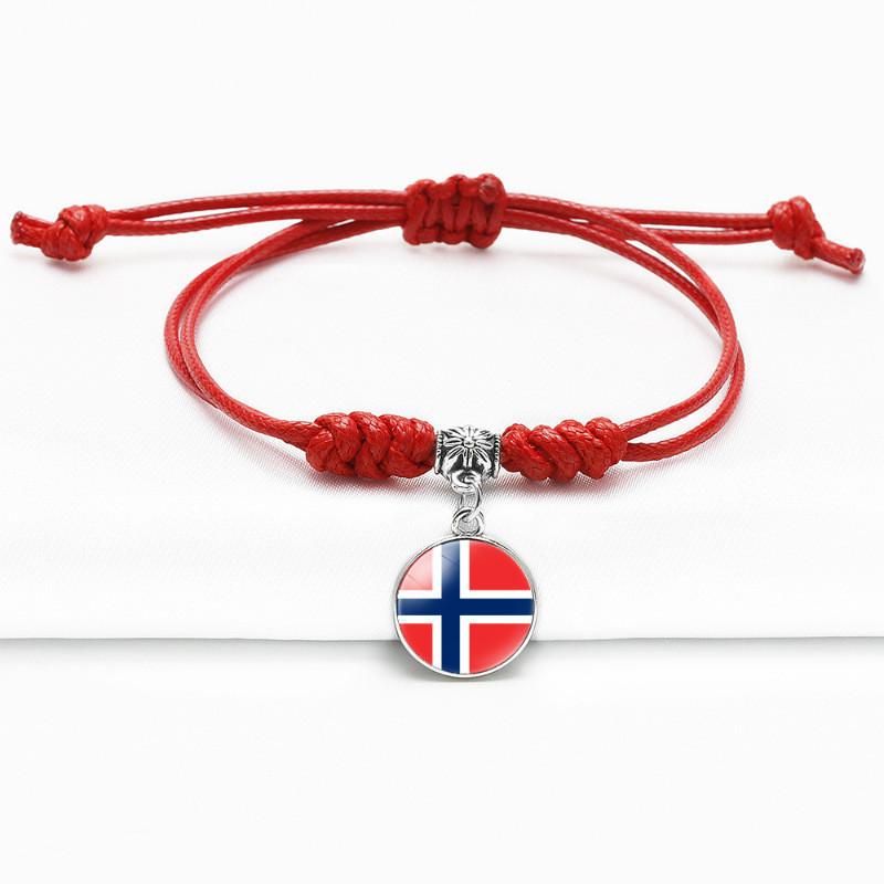 Red Bracelet Trendy With Timeless Gem European Country Flags Unisex Material Mixed