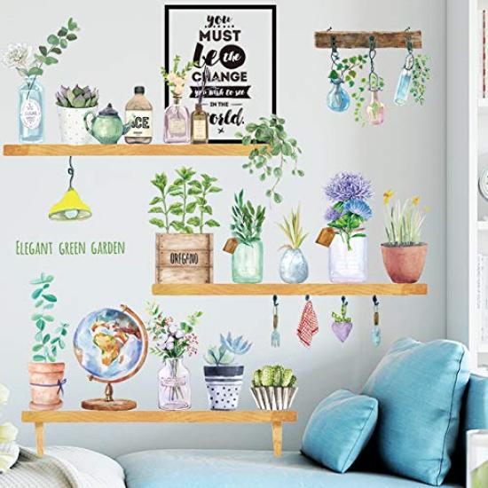 Stylish Dandelion Flower Tree Potted Plant Wall Peelable Waterproof PVC DIY Scandinavian Style Room Decor and Potted Stickers, Wallpaper, Plant-themed