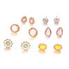 Multi-Element Water Drop Rhinestone Flower Stud Earrings Opal Earrings Multi-Piece Set