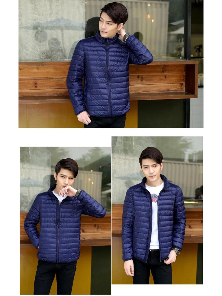Men's Lightweight Down Jacket, Stand Collar, Slim Fit, Plus Size, Autumn/Winter Collection, Casual Short Coat