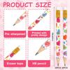 50Pcs Valentine's Day Short Pencil with Erasers 4 Inch Conversation Heart Writing Pencils 2 Styles Colorful Wood Half Pencils for Holiday School