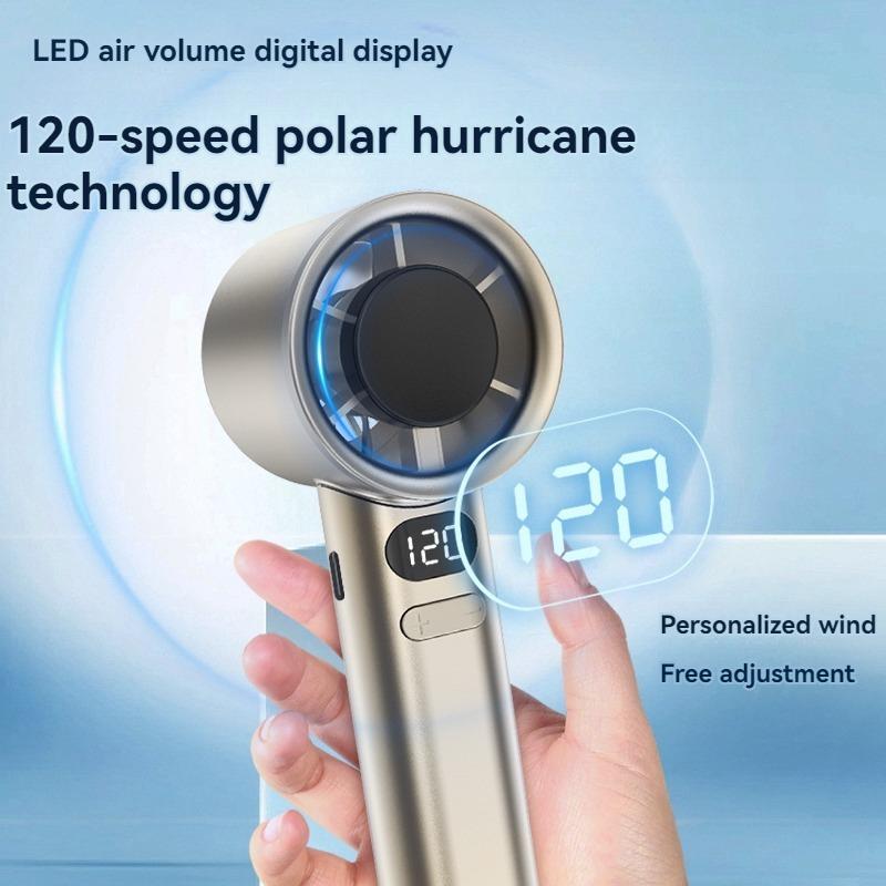 2024 Yeni Taşınabilir 120 Hızlı El Tipi Buz Kaplama Fanı Dijital Ekran Türbin Storm Semiconductor 1800mah Mini Fan